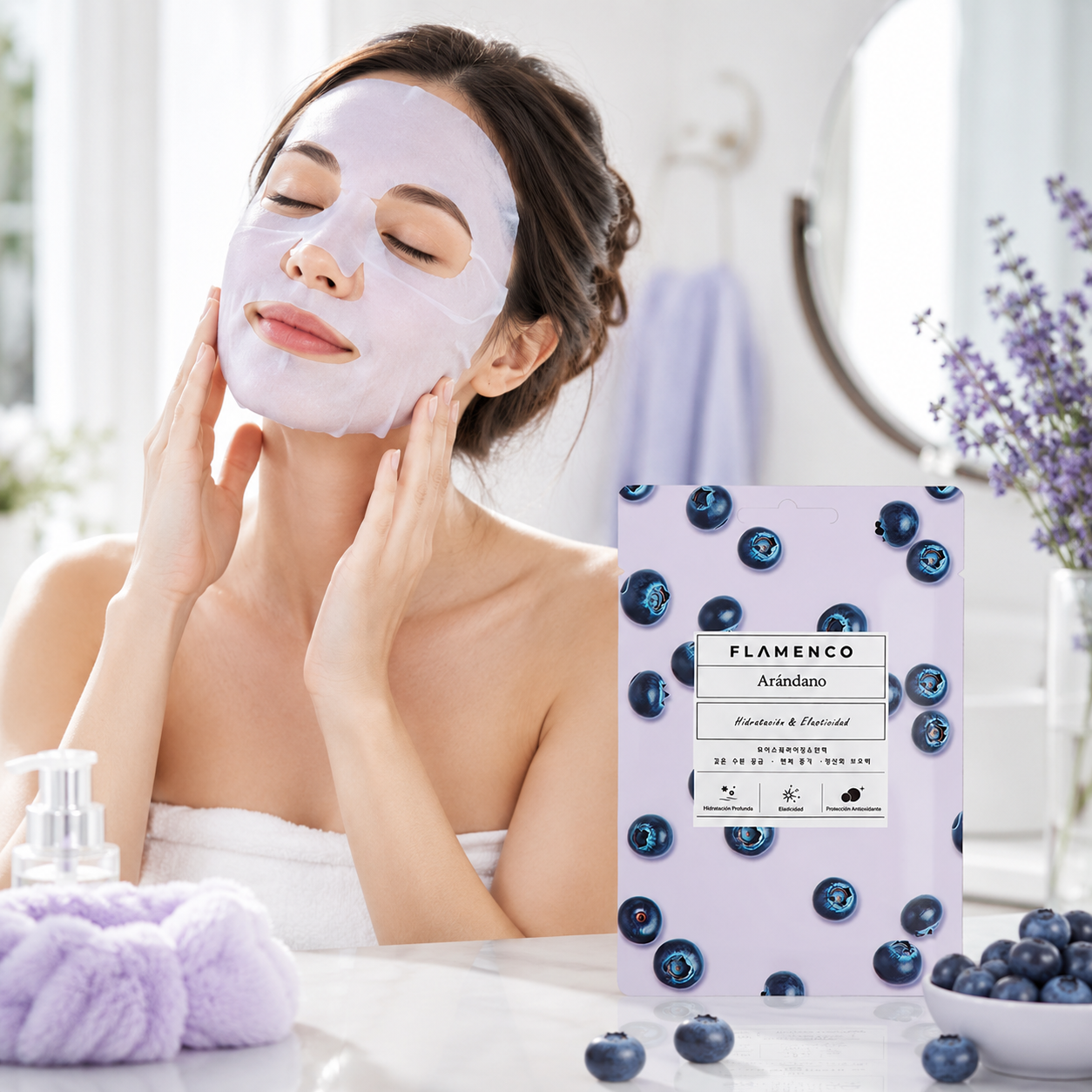 Mascarilla Facial Arandano, Hidratante y Refrescante