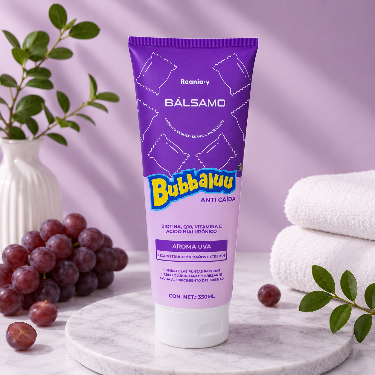 Bálsamo Capilar Bubbaluu Uva 350ml – Hidratación y Brillo